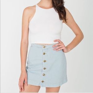 American Apparel button front a line denim skirt